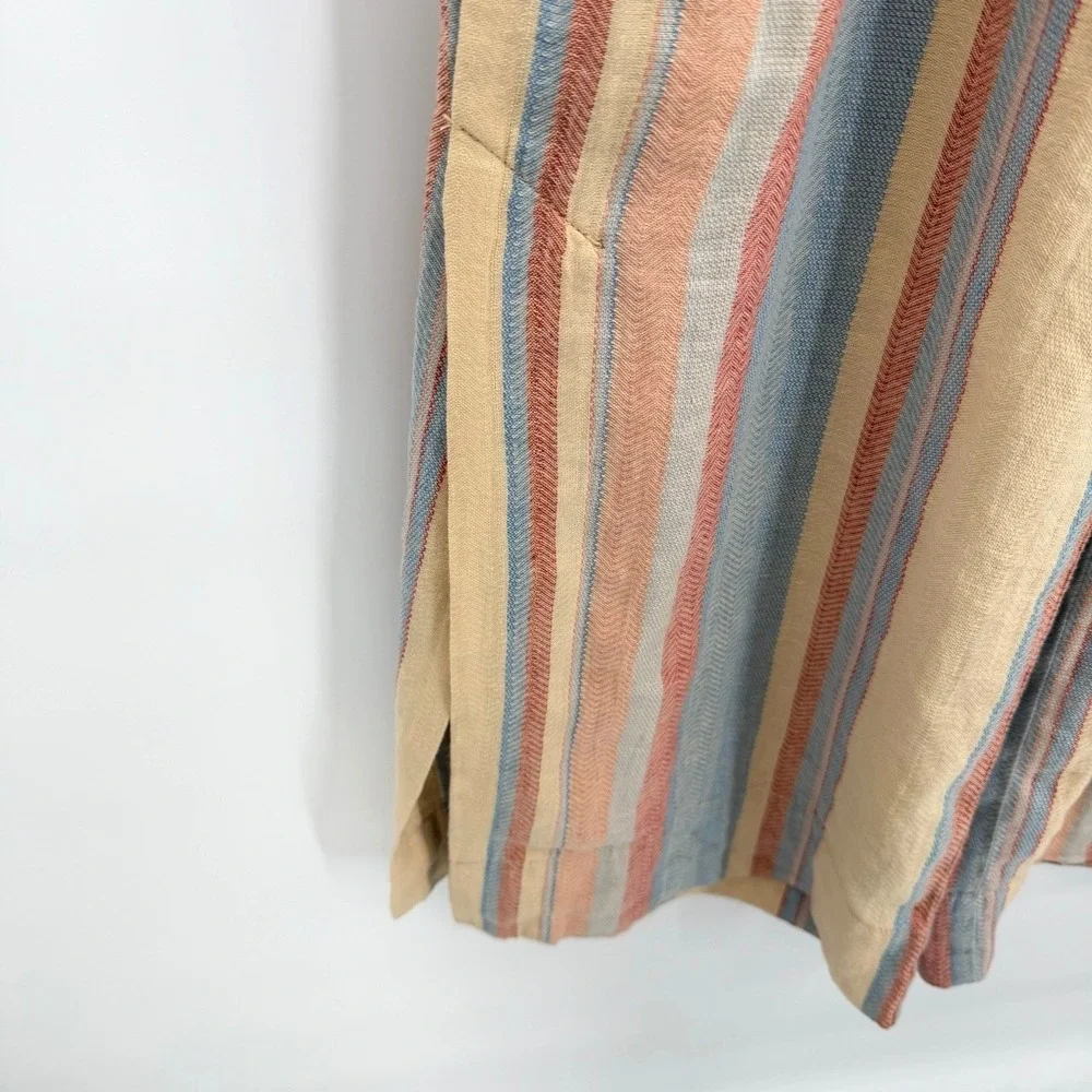 Anthropologie Womens Size 6 Pants Wide Leg Linen Blend Striped High Rise Coastal - Picture 6 of 10